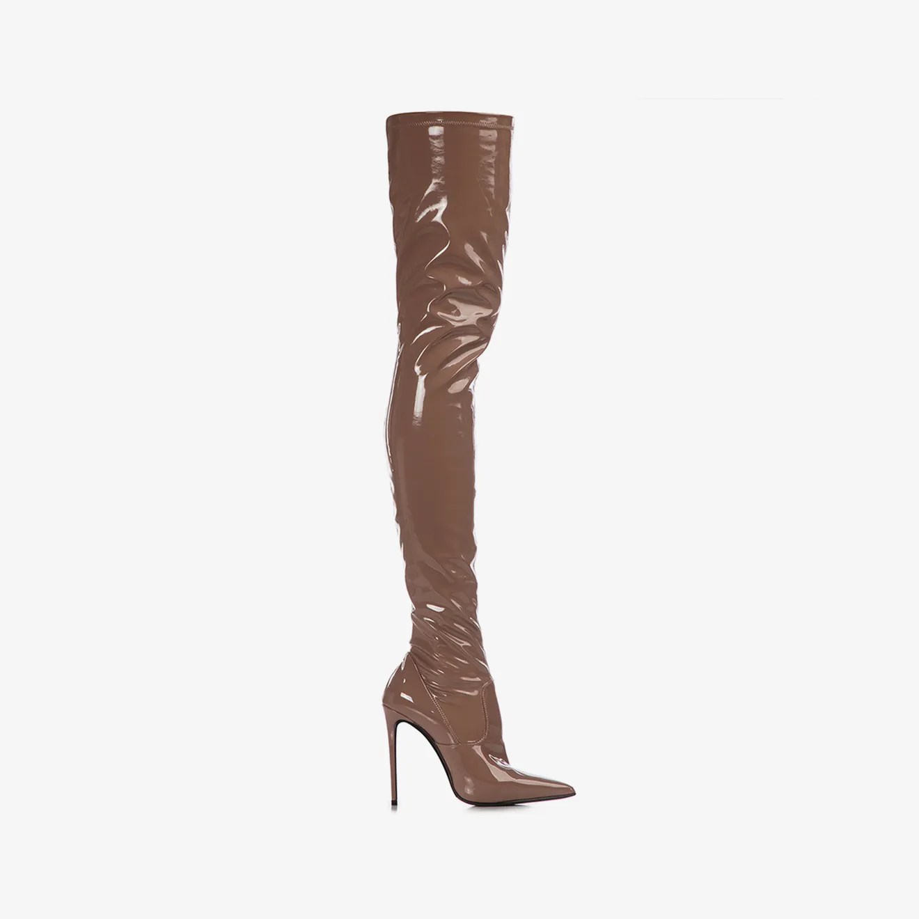 EVA THIGH-HIGH BOOT 120 mm Silk nude stretch vinyl over-the-knee boot