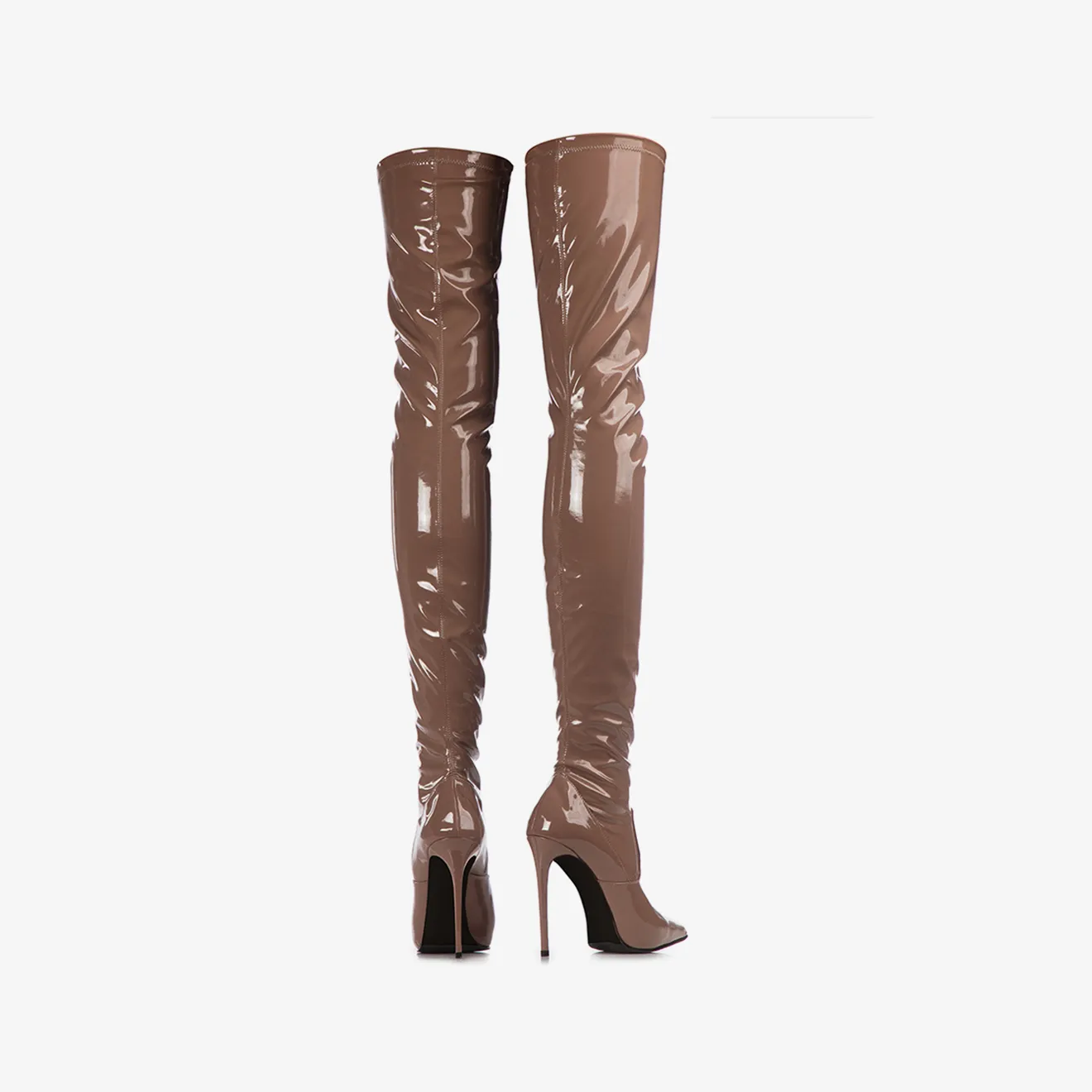 EVA THIGH-HIGH BOOT 120 mm Silk nude stretch vinyl over-the-knee boot