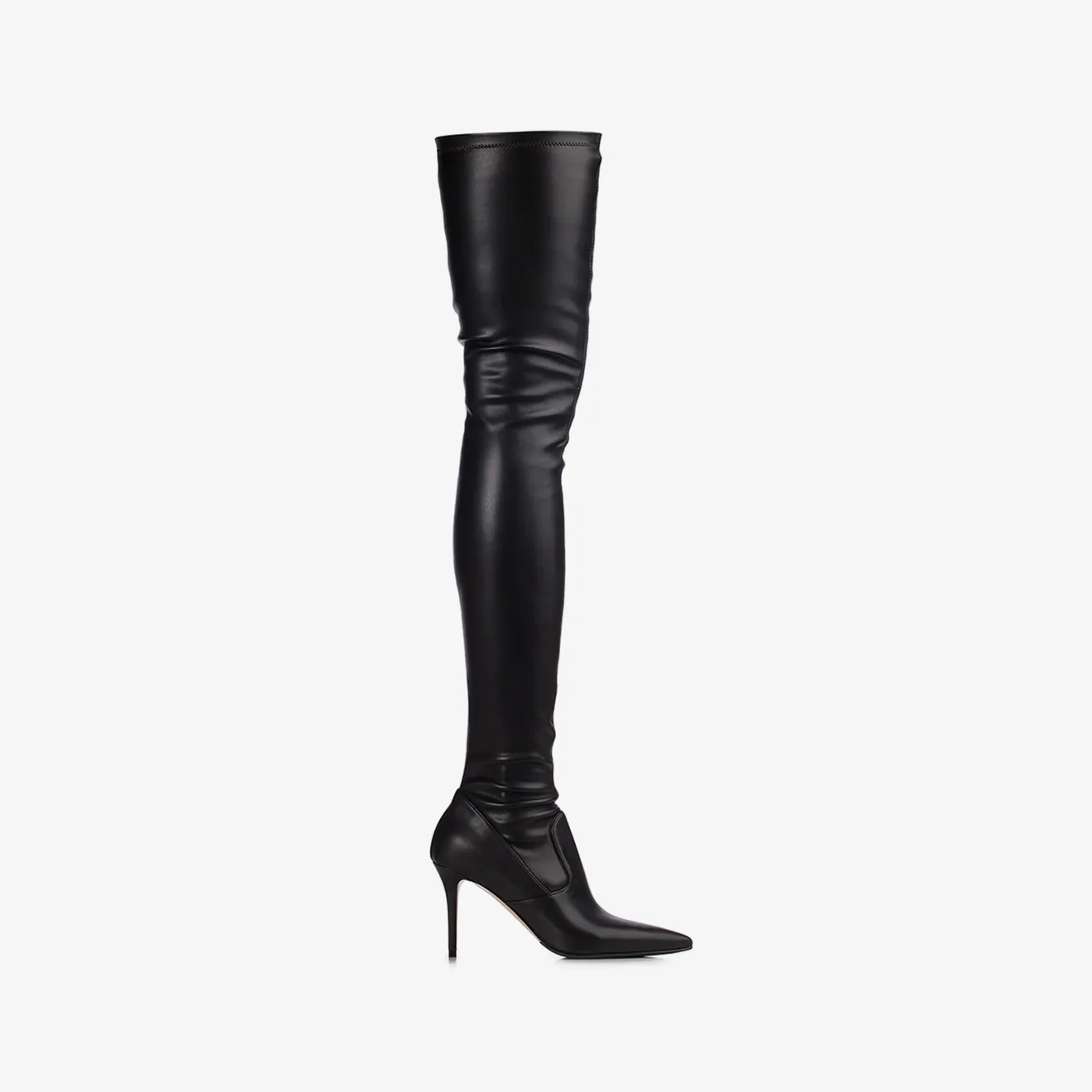 EVA THIGH-HIGH BOOT 90 mm Black stretch vegan leather over-the-knee boot