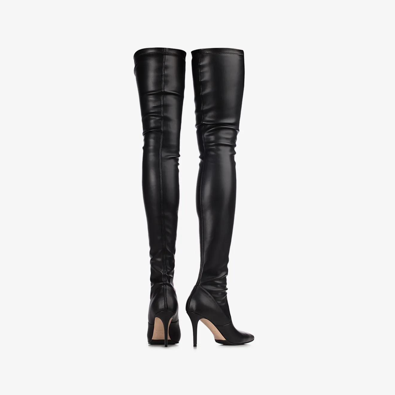 EVA THIGH-HIGH BOOT 90 mm Black stretch vegan leather over-the-knee boot