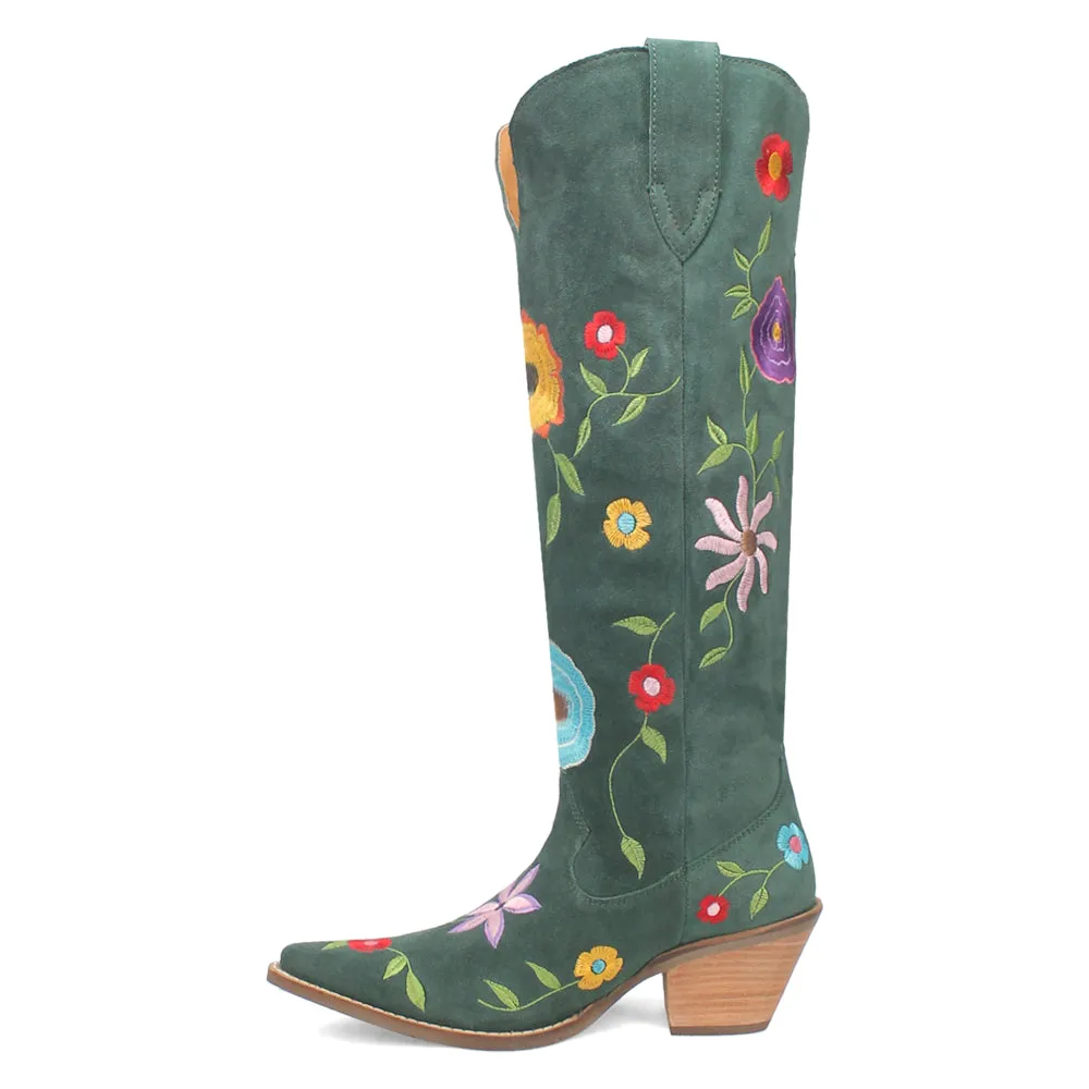 Flower Power Embroidered Floral Snip Toe Cowboy Boots