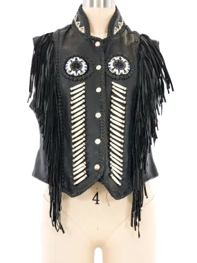 Fringed Leather Western Vest