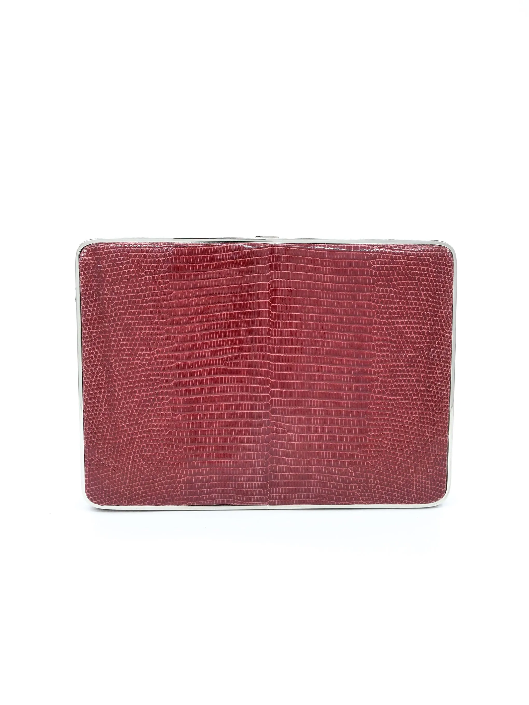 Hunting Season Maroon Lizard Skin Box Clutch