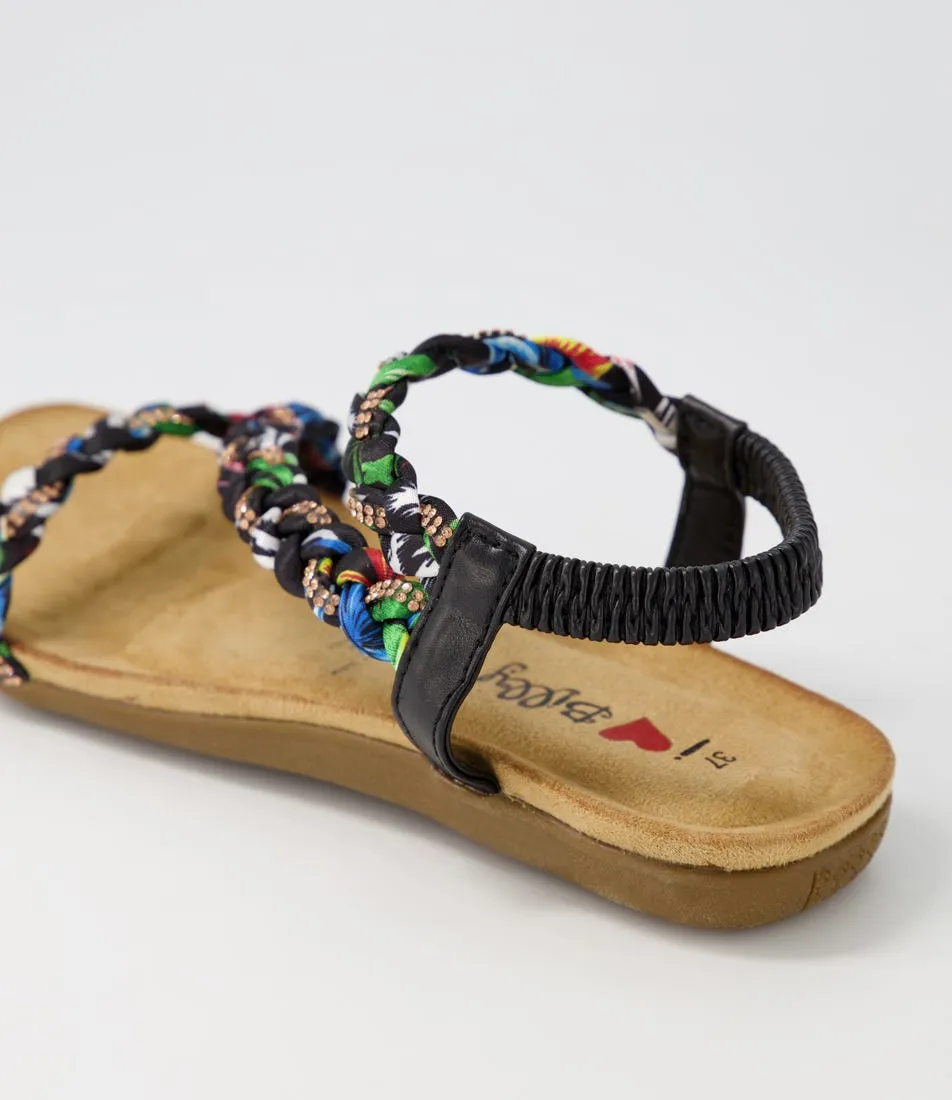 I LOVE BILLY Frazel Black Multi Sandals