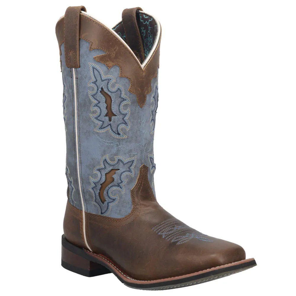 Isla Tooled-Inlay Embroidered Square Toe Cowboy Boots