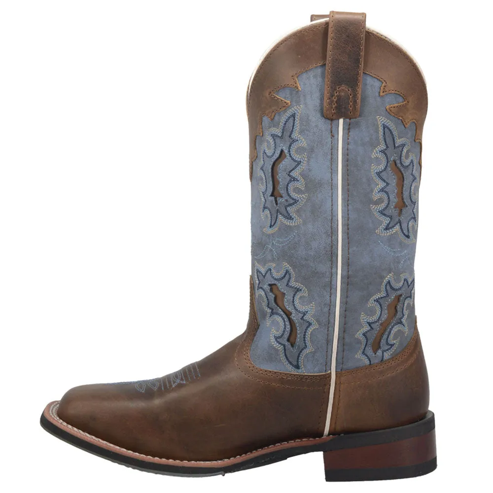 Isla Tooled-Inlay Embroidered Square Toe Cowboy Boots