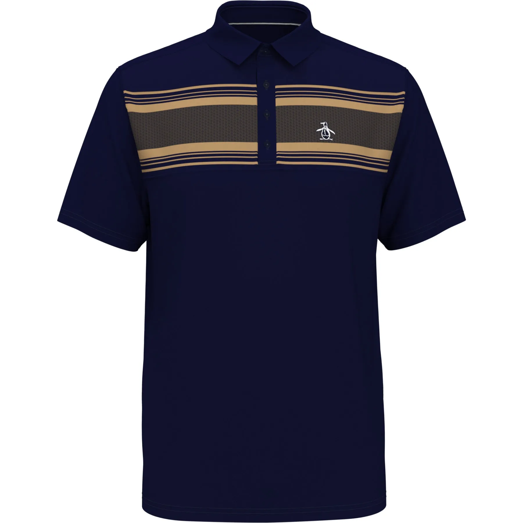 Jack Heritage Stripe Print Short Sleeve Golf Polo Shirt In Black Iris