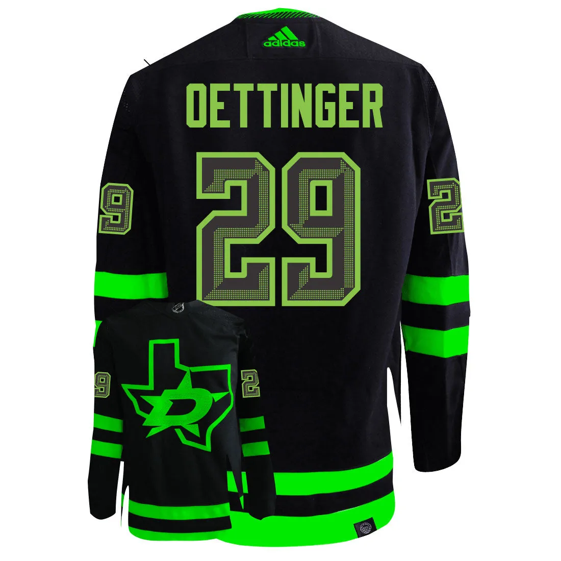 Jake Oettinger Dallas Stars Adidas Primegreen Authentic NHL Hockey Jersey     