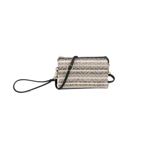 JEN & CO RILEY CROSSBODY BAG STRAW BLACK/GRAY