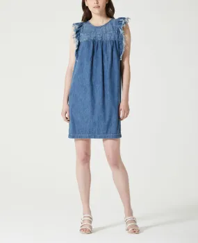     Jennifer Dress   Sleeveless Raw Edge Denim Dress  