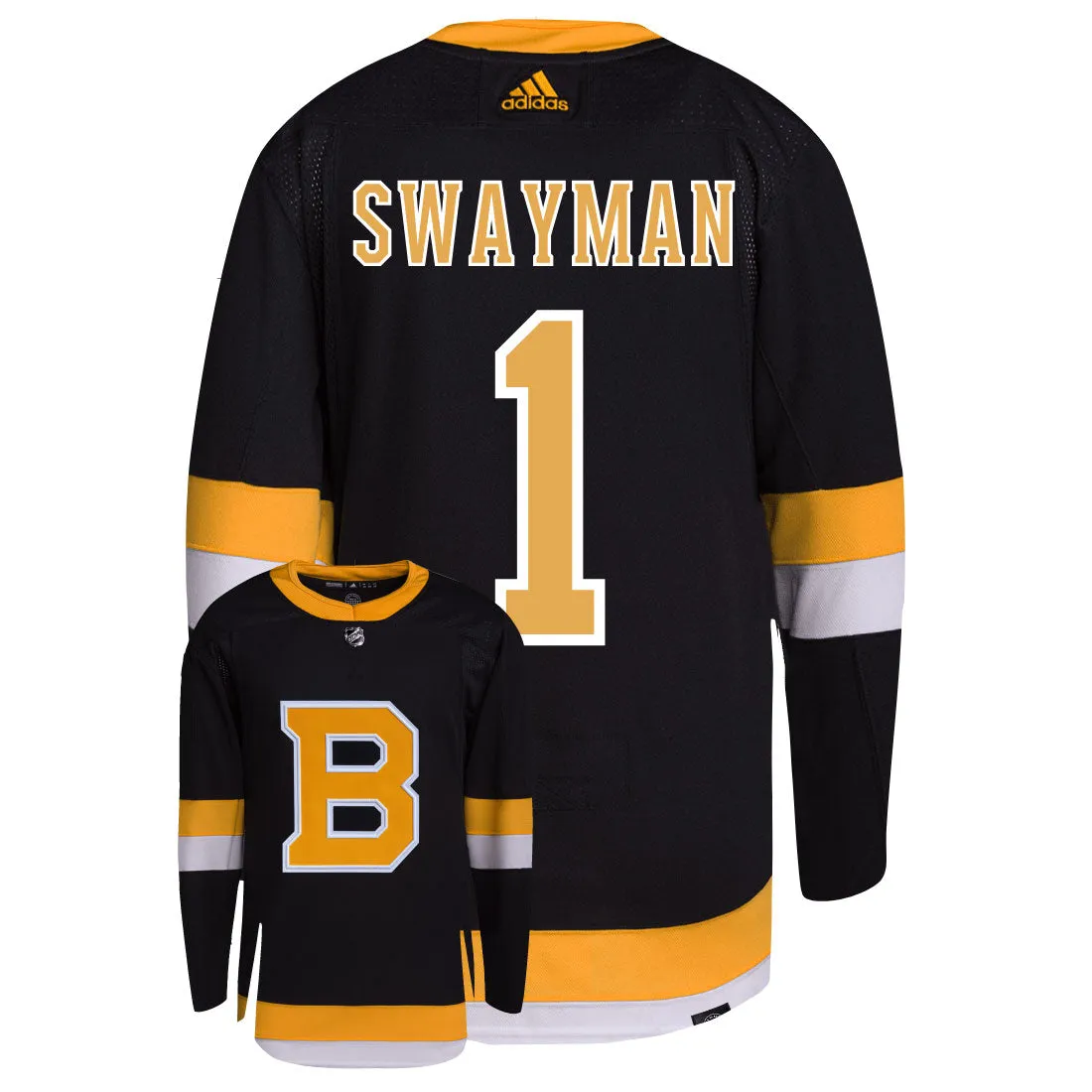 Jeremy Swayman Boston Bruins Adidas Primegreen Authentic NHL Hockey Jersey     