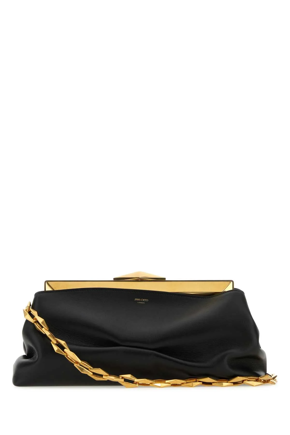 Jimmy Choo Black Leather Diamond Frame Shoulder Bag