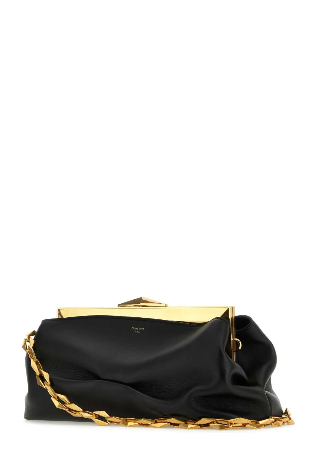 Jimmy Choo Black Leather Diamond Frame Shoulder Bag