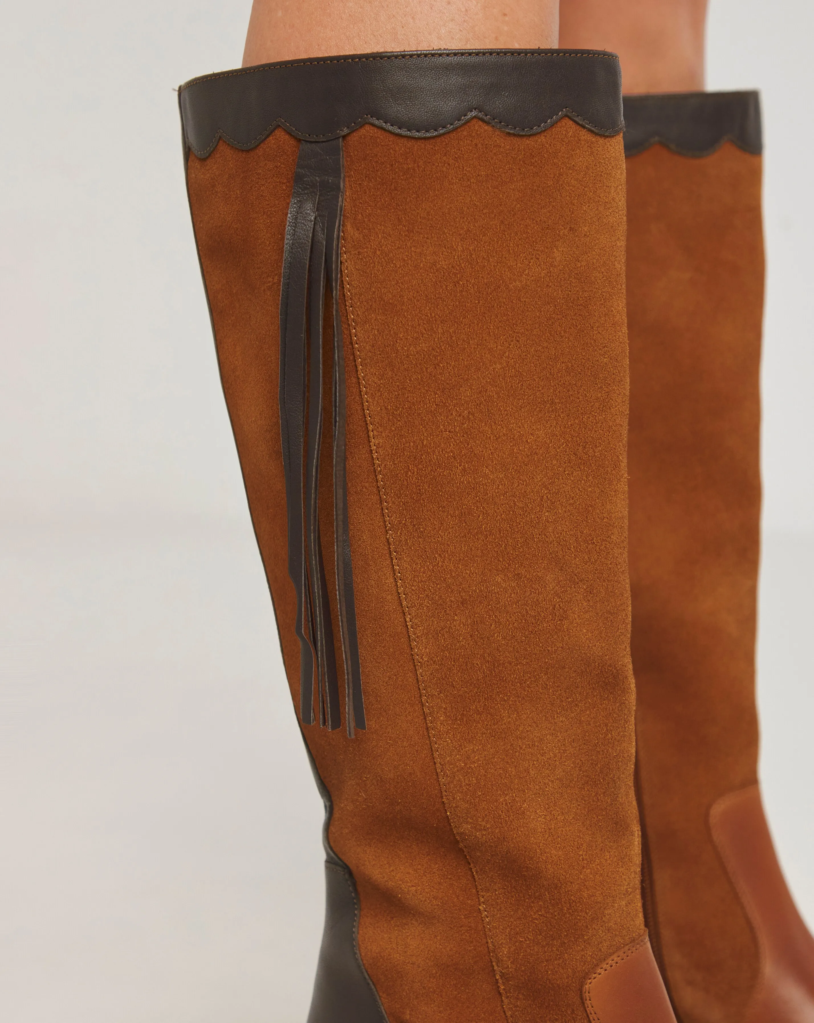 Joe Browns Knee High Riding Boot With Patch Work Detail E Fit Super Curvy Calf | Simply Be