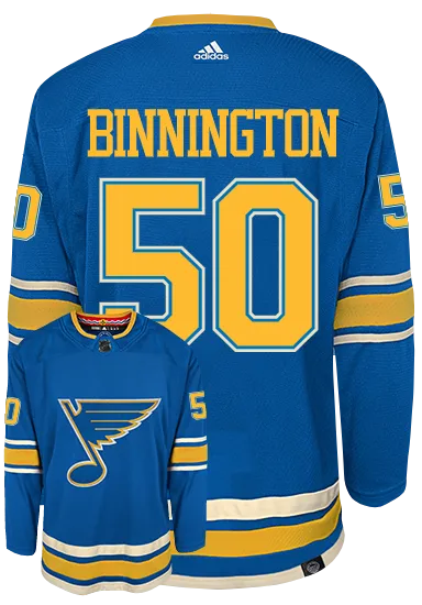 Jordan Binnington St Louis Blues Adidas Primegreen Authentic NHL Hockey Jersey     