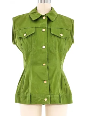 Junior Gaultier Olive Denim Vest