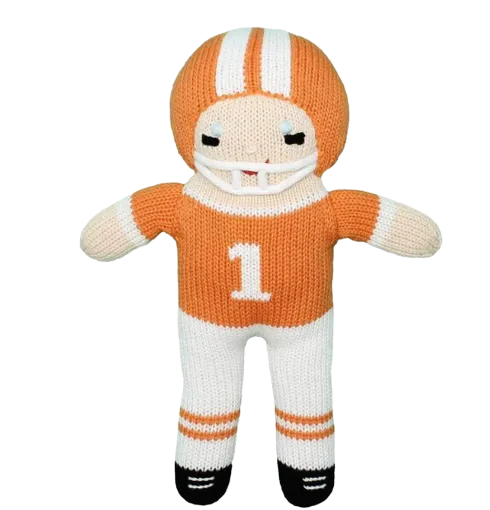 Knit Football Player Orange and White