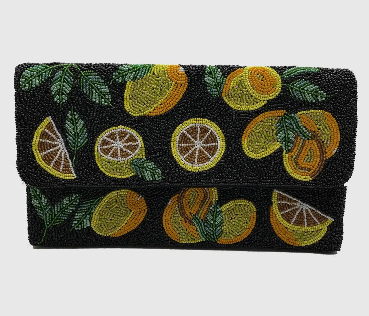 Lemon Slices Handmade Beaded Clutch