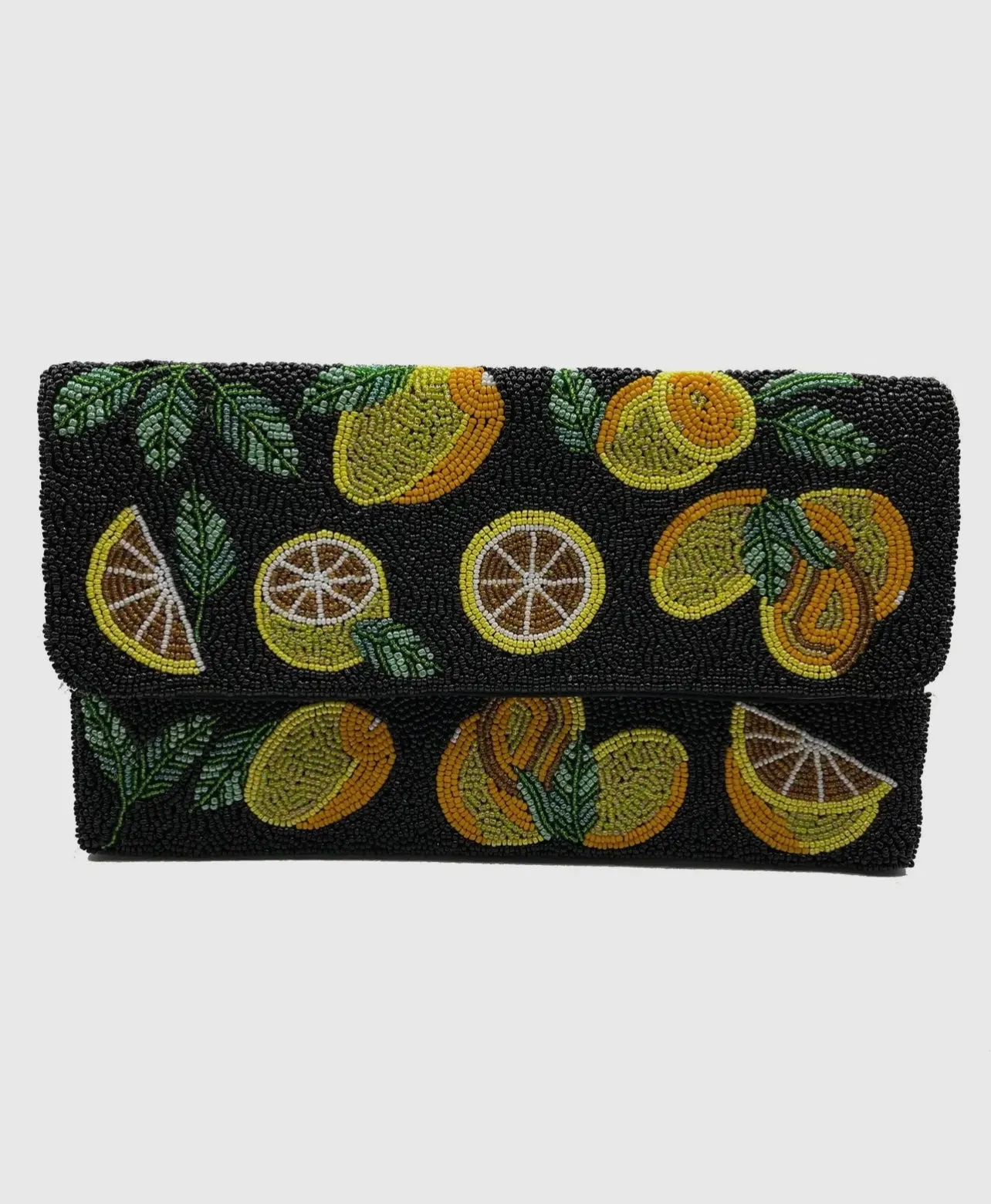 Lemon Slices Handmade Beaded Clutch