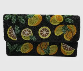 Lemon Slices Handmade Beaded Clutch