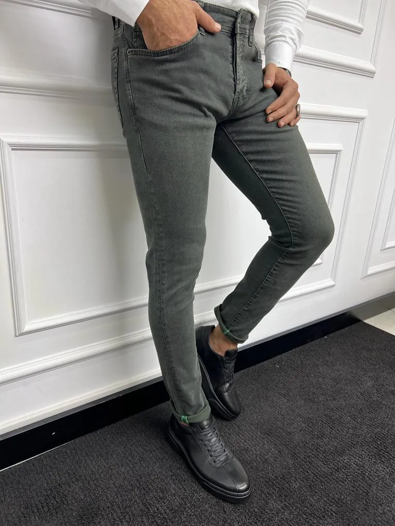 Leon Slim Fit Khaki Lycra Jeans