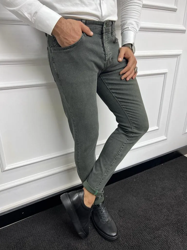 Leon Slim Fit Khaki Lycra Jeans