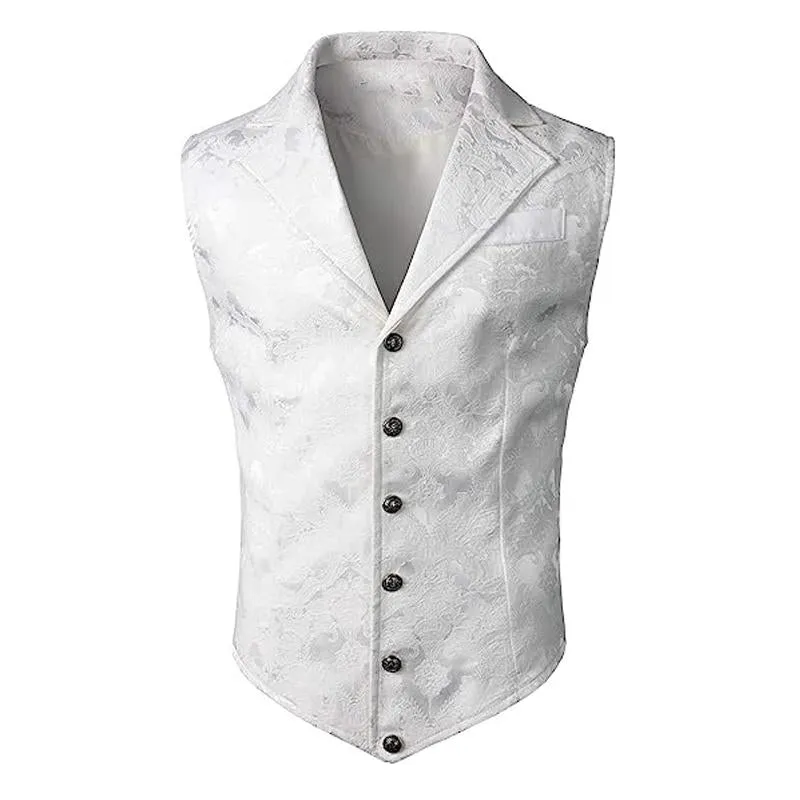 Men's Vintage Jacquard Notch Lapel Dress Vest 07018654X