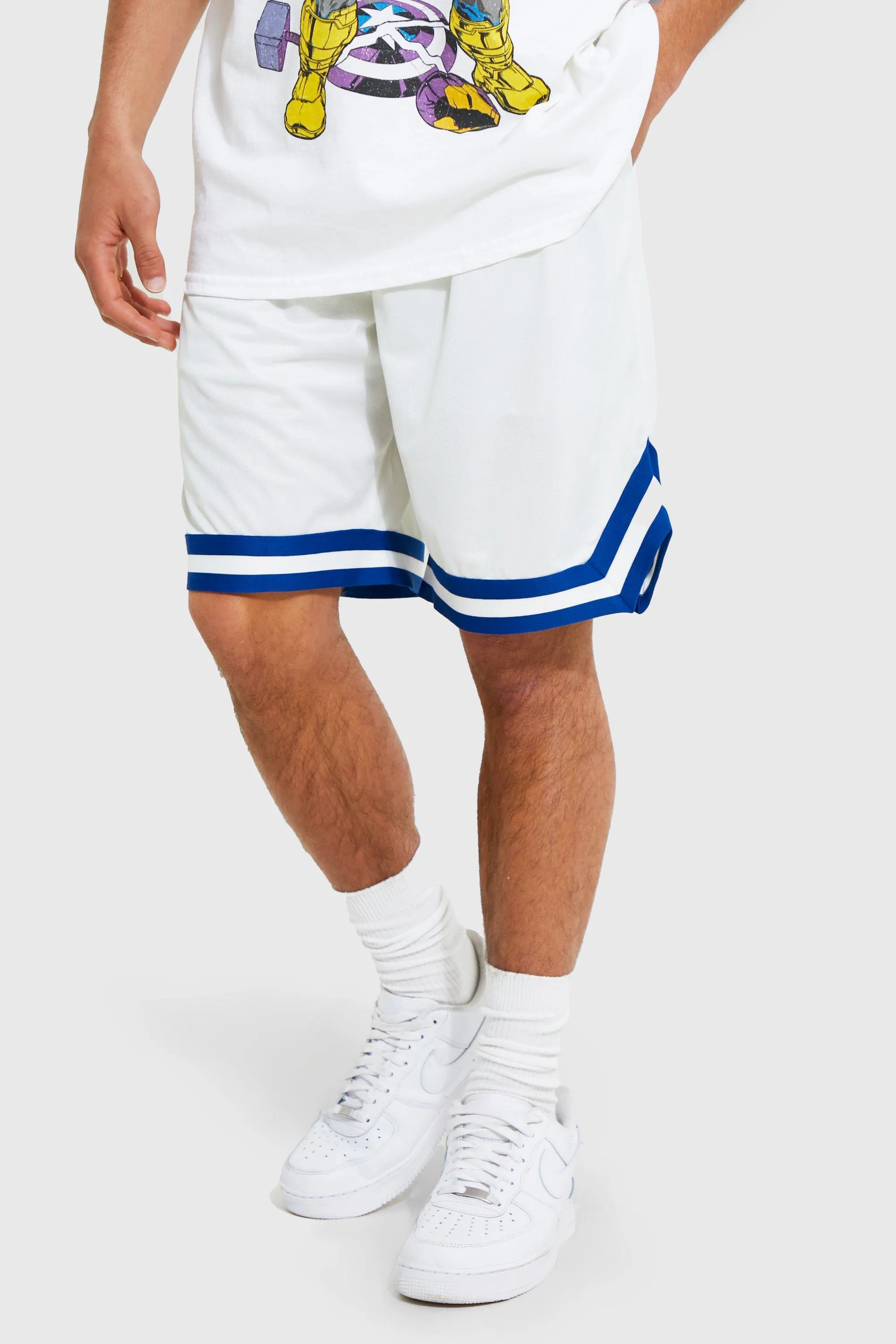 Mesh Basketball Short With Tape | boohooMAN UK