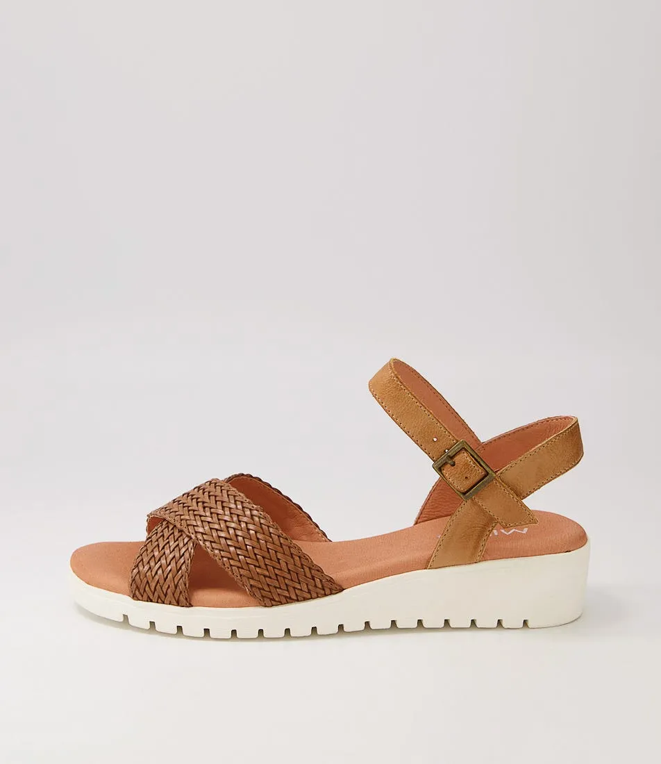 MIDAS Maldives Dark Tan Weave Leather Sandals