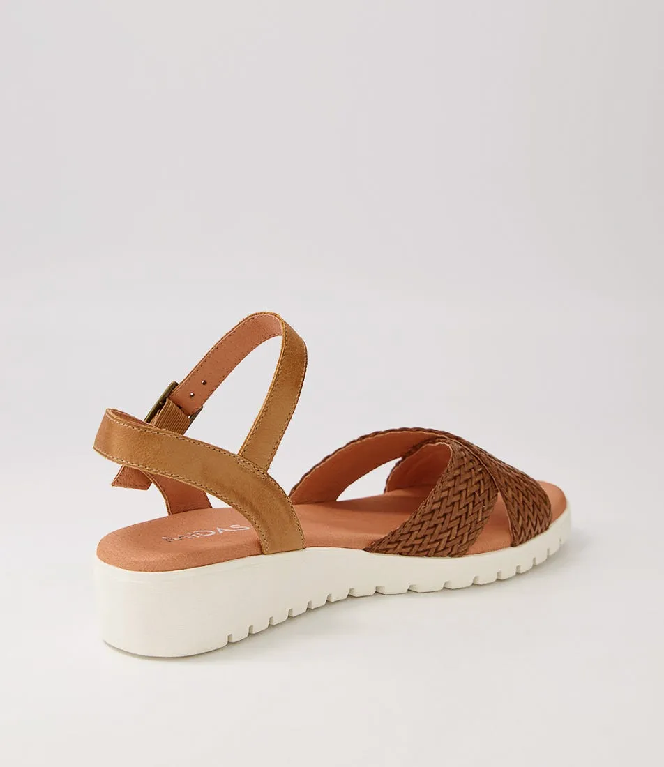 MIDAS Maldives Dark Tan Weave Leather Sandals