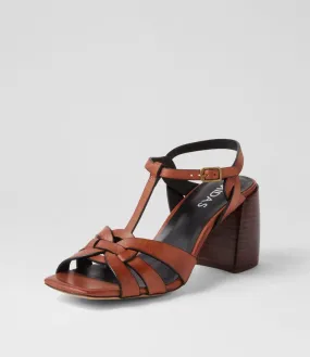 MIDAS Tanett Chestnut Dark Brown Leather Sandals