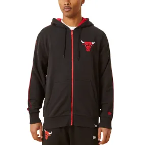 New Era Mens Chicago Bulls NBA Contrast Full Zip Hoodie - Black