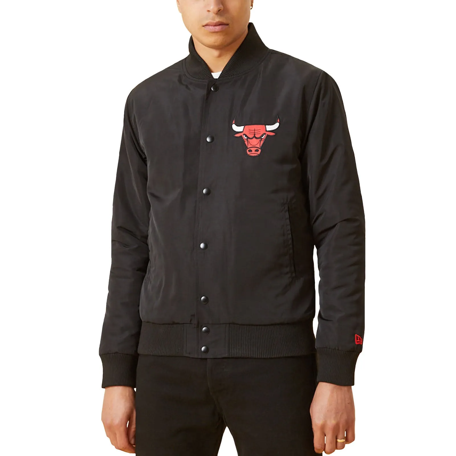 New Era Mens Chicago Bulls NBA Team Bomber Jacket - Black