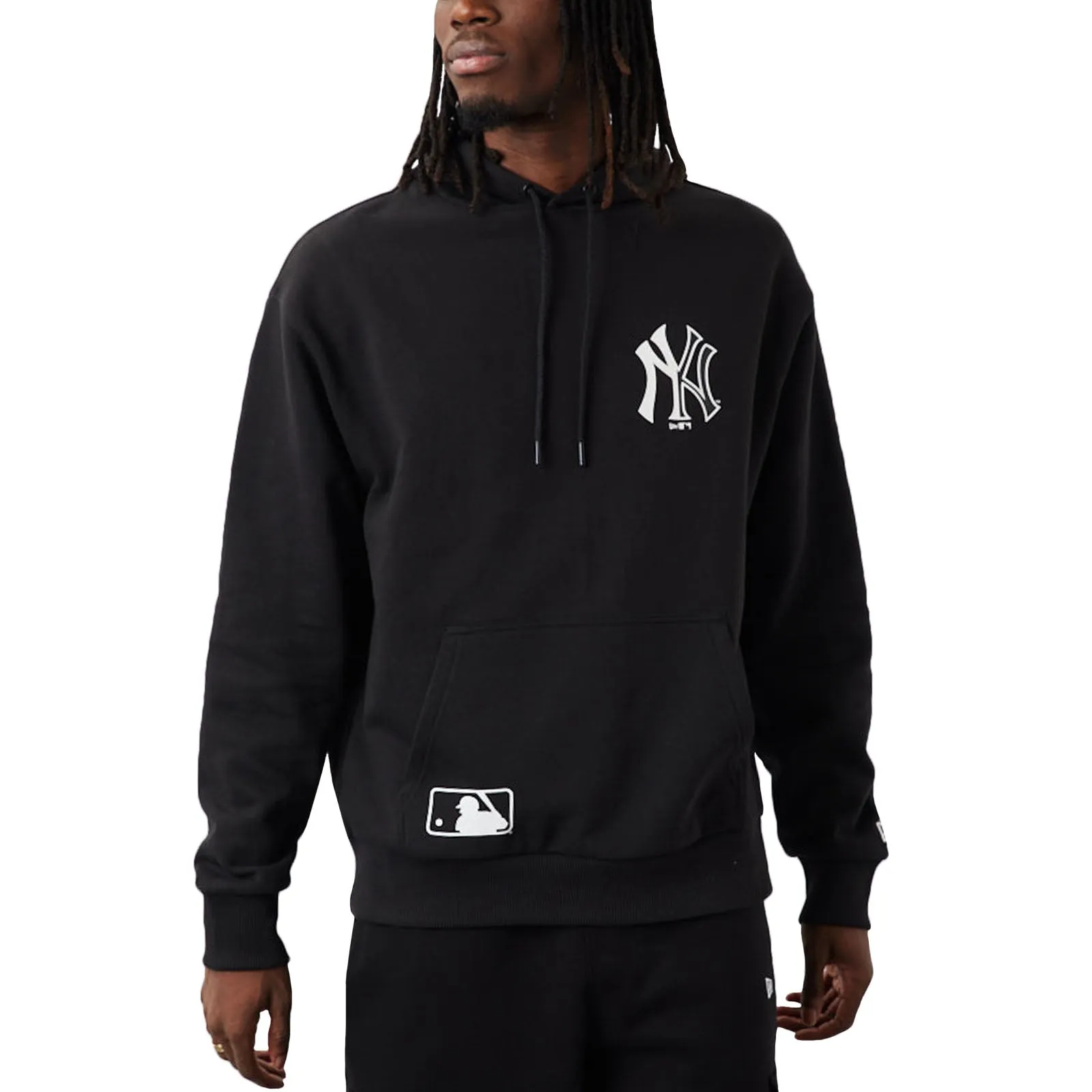 New Era Mens New York Yankees MLB Half Logo Oversized Hoodie - Black