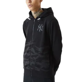 New Era Mens New York Yankees MLB Reflective Camo Full Zip Hoodie - Black