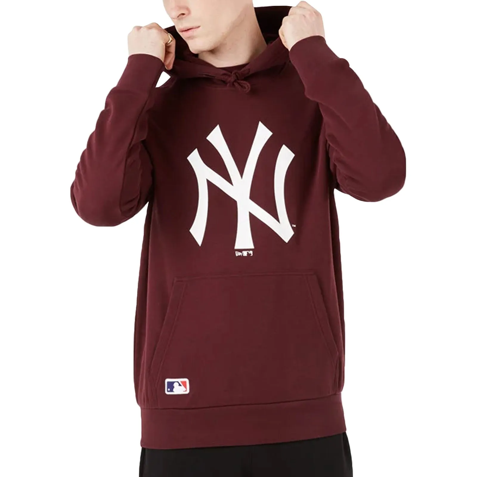 New Era Mens New York Yankees MLB Team Logo Hoodie - Maroon