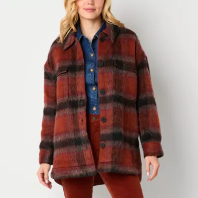 new!a.n.a Plaid Midweight Shirt Jacket