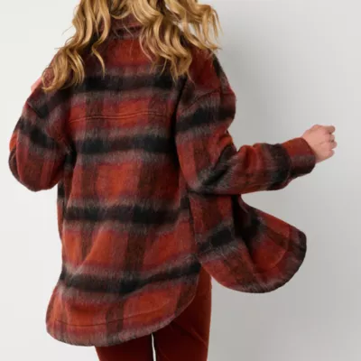 new!a.n.a Plaid Midweight Shirt Jacket