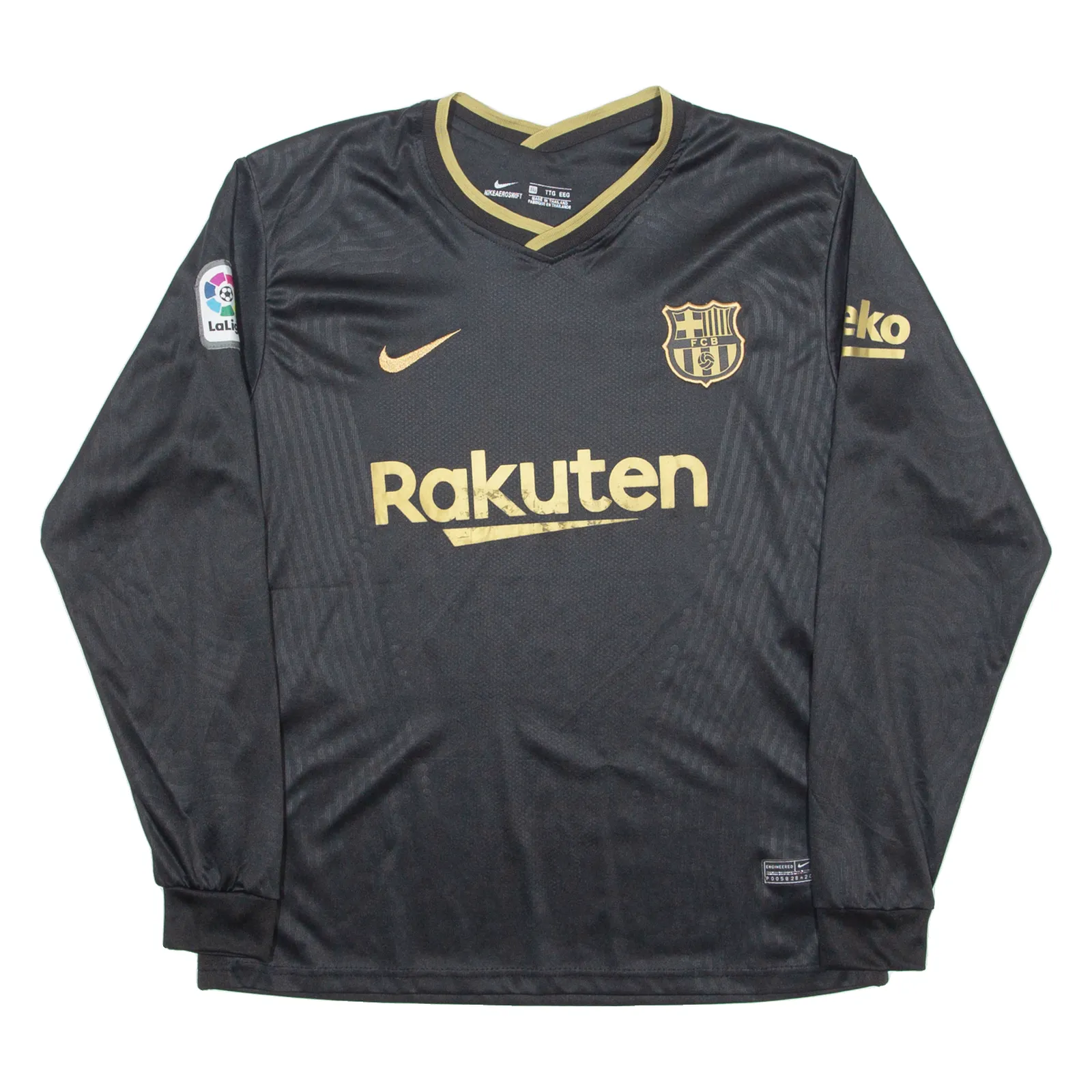 NIKE BARCELONA FC Mens Football Shirt Jersey Black Long Sleeve Crew Neck 2XL