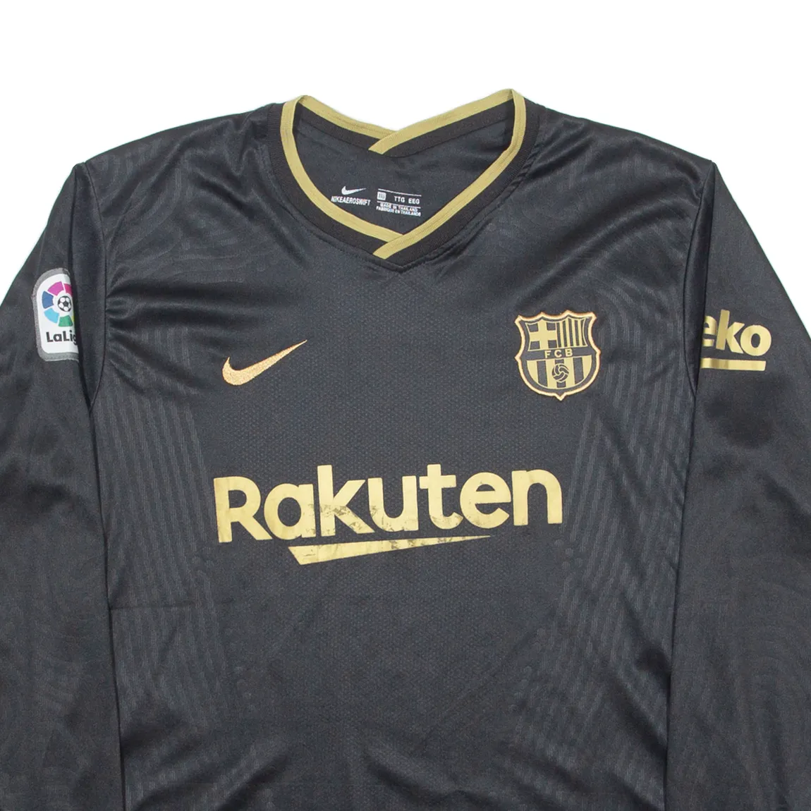 NIKE BARCELONA FC Mens Football Shirt Jersey Black Long Sleeve Crew Neck 2XL