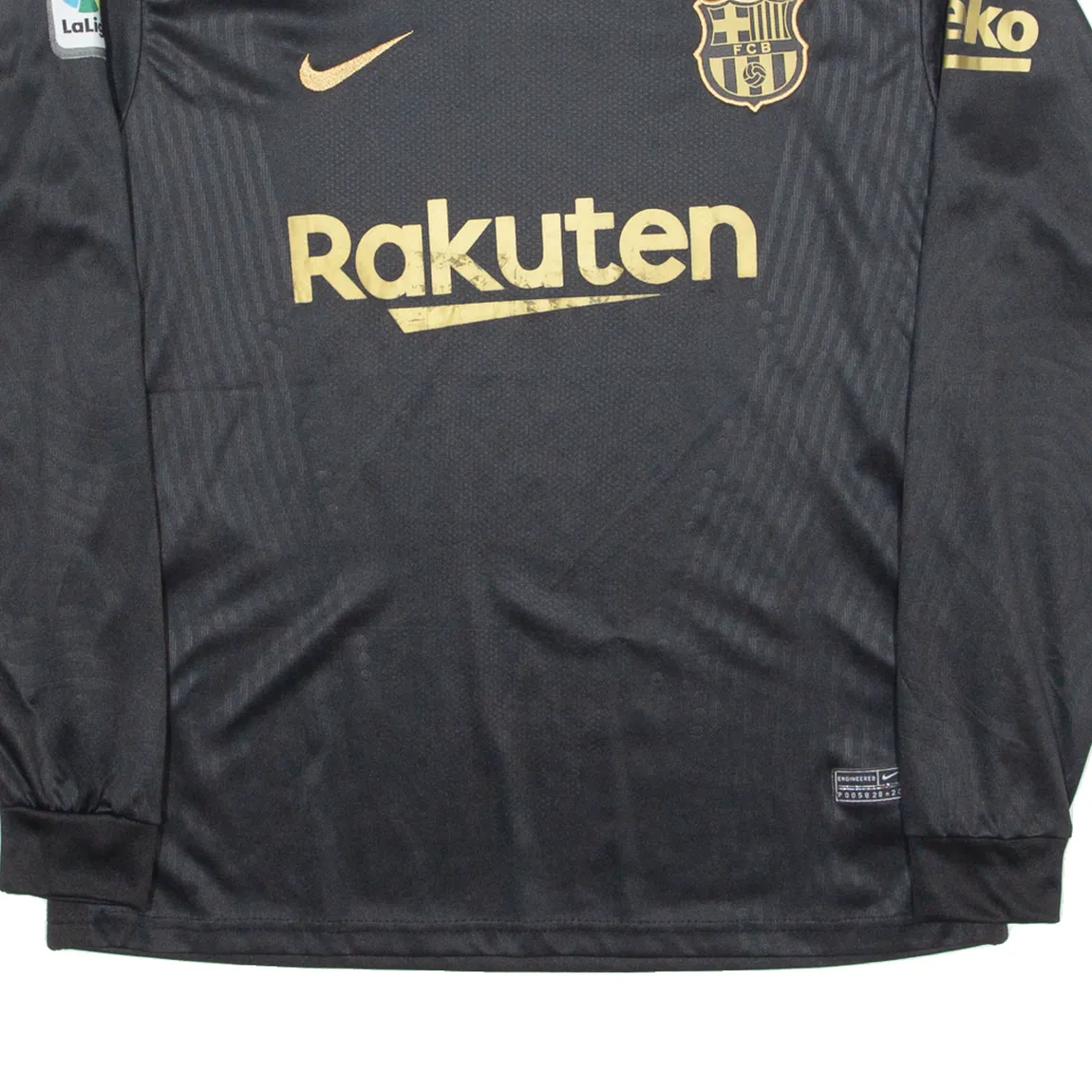 NIKE BARCELONA FC Mens Football Shirt Jersey Black Long Sleeve Crew Neck 2XL