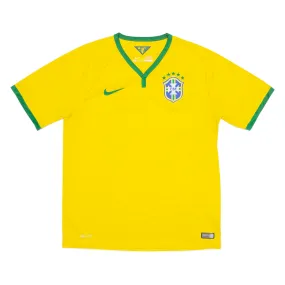 NIKE BRAZIL FC Mens Football Shirt Jersey Yellow V-Neck L