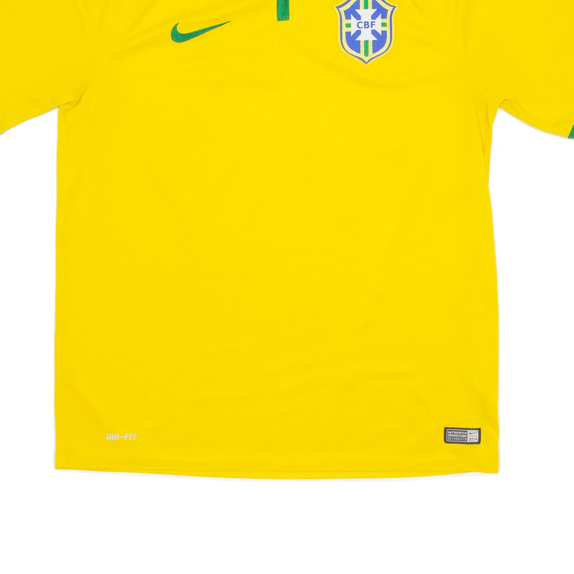 NIKE BRAZIL FC Mens Football Shirt Jersey Yellow V-Neck L