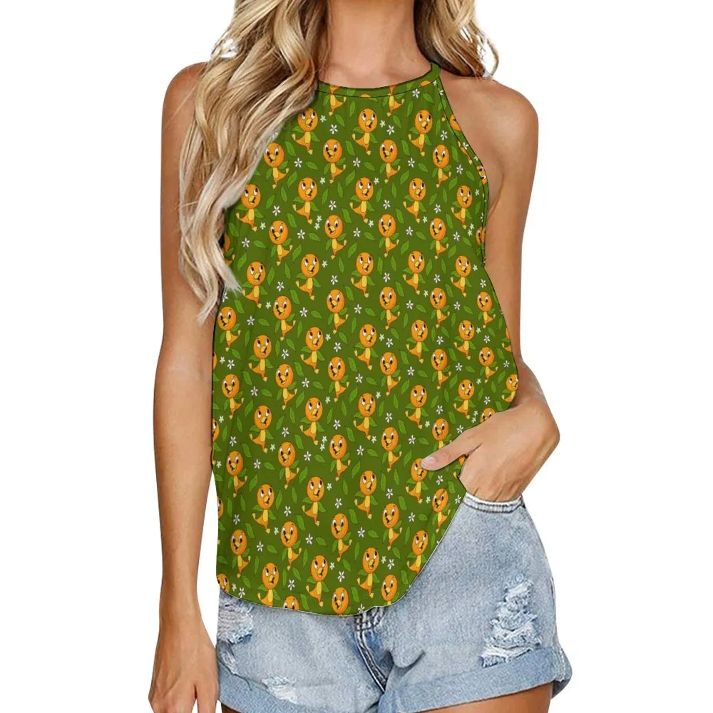 Orange Bird Women's Round-Neck Vest Tank Top