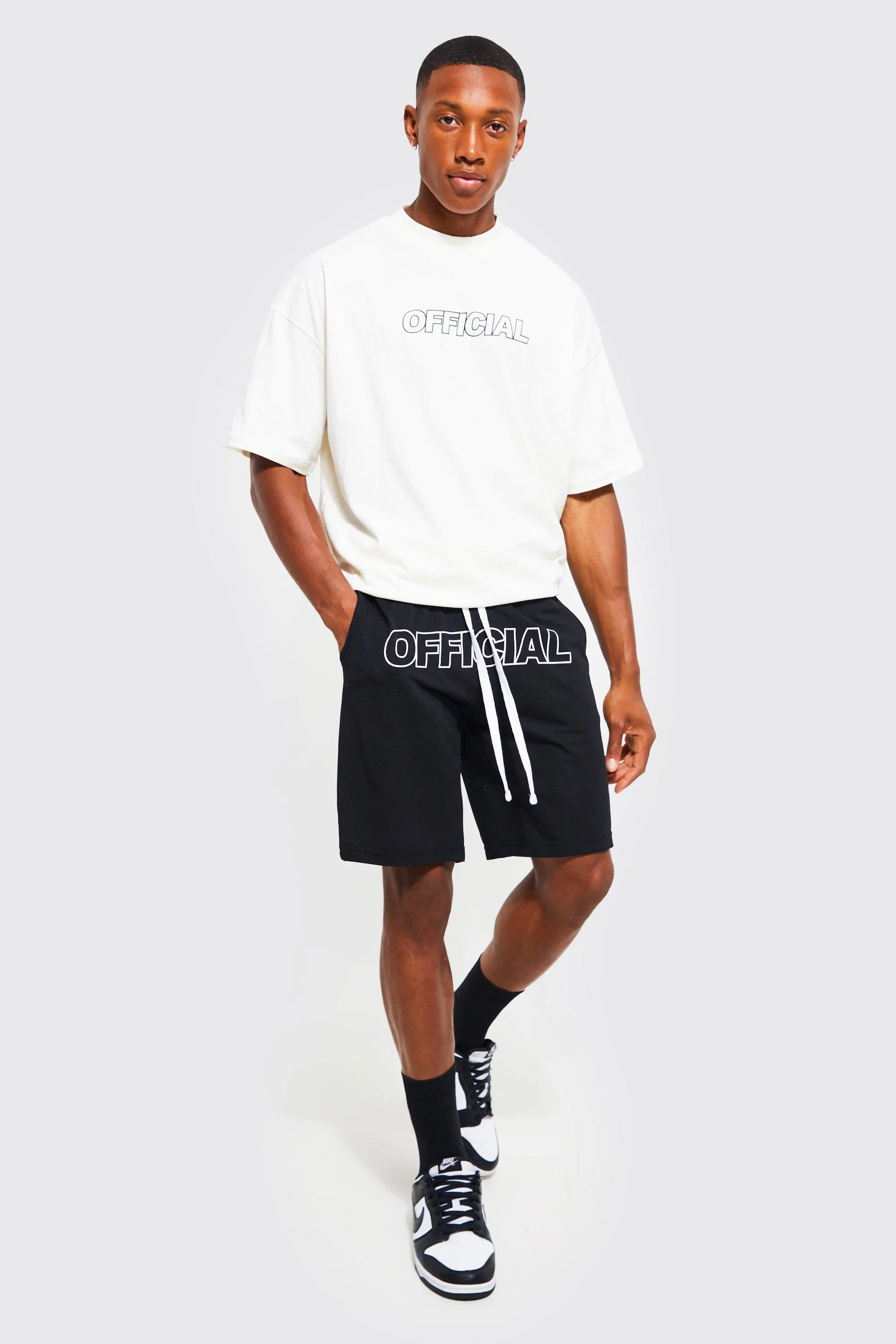 Oversized Official Basketball Short Set | boohooMAN UK