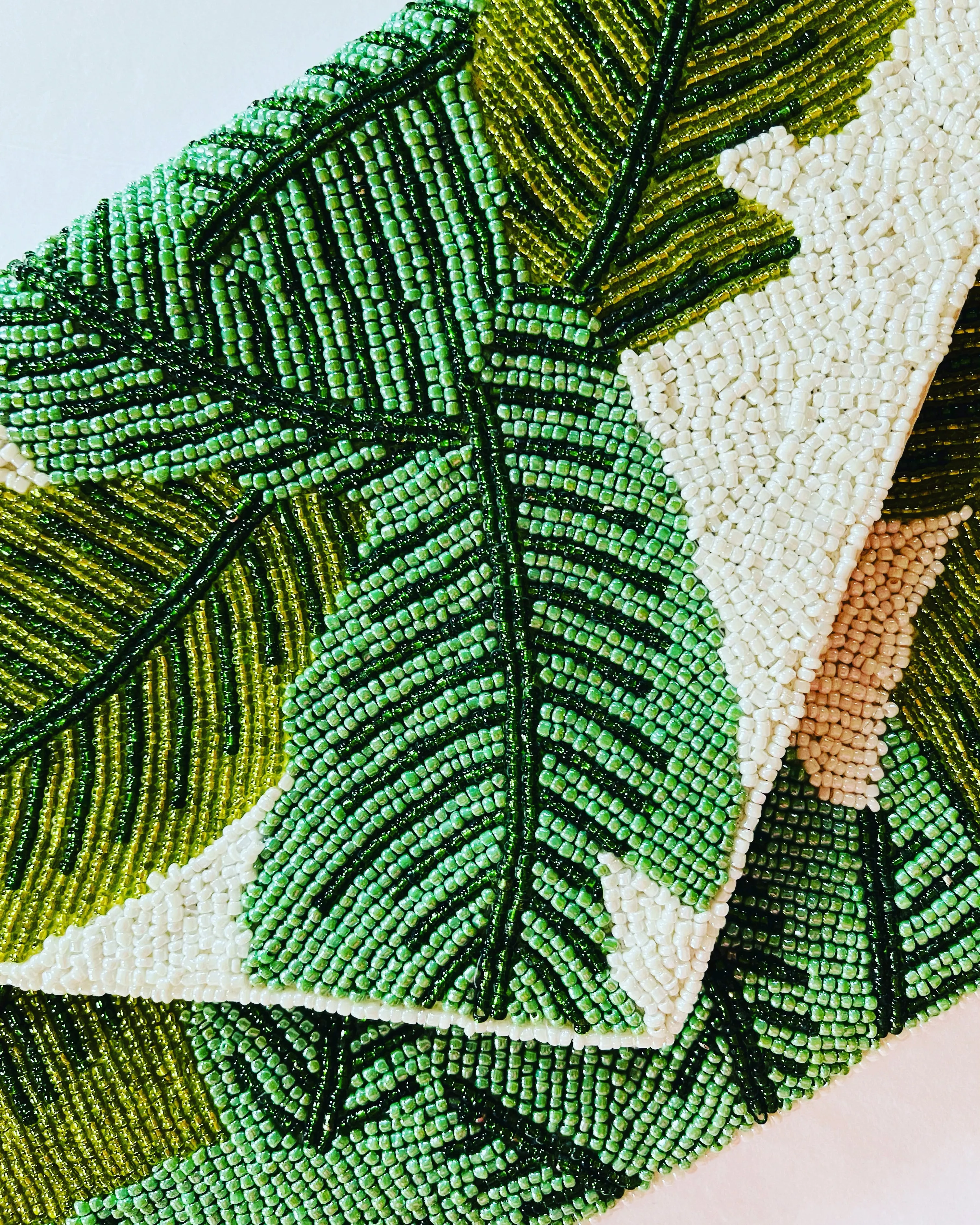 Palm Foliage Handmade Beaded Clutch