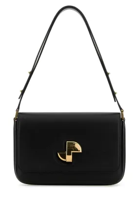 Patou Black Leather Le Classic Lock Shoulder Bag