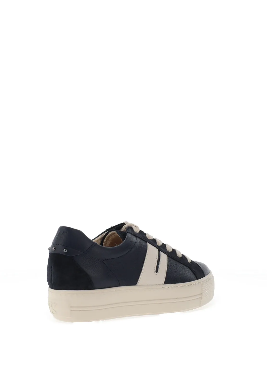 Paul Green Suede Leather Combo Laced Trainers, Space Blue & Ivory