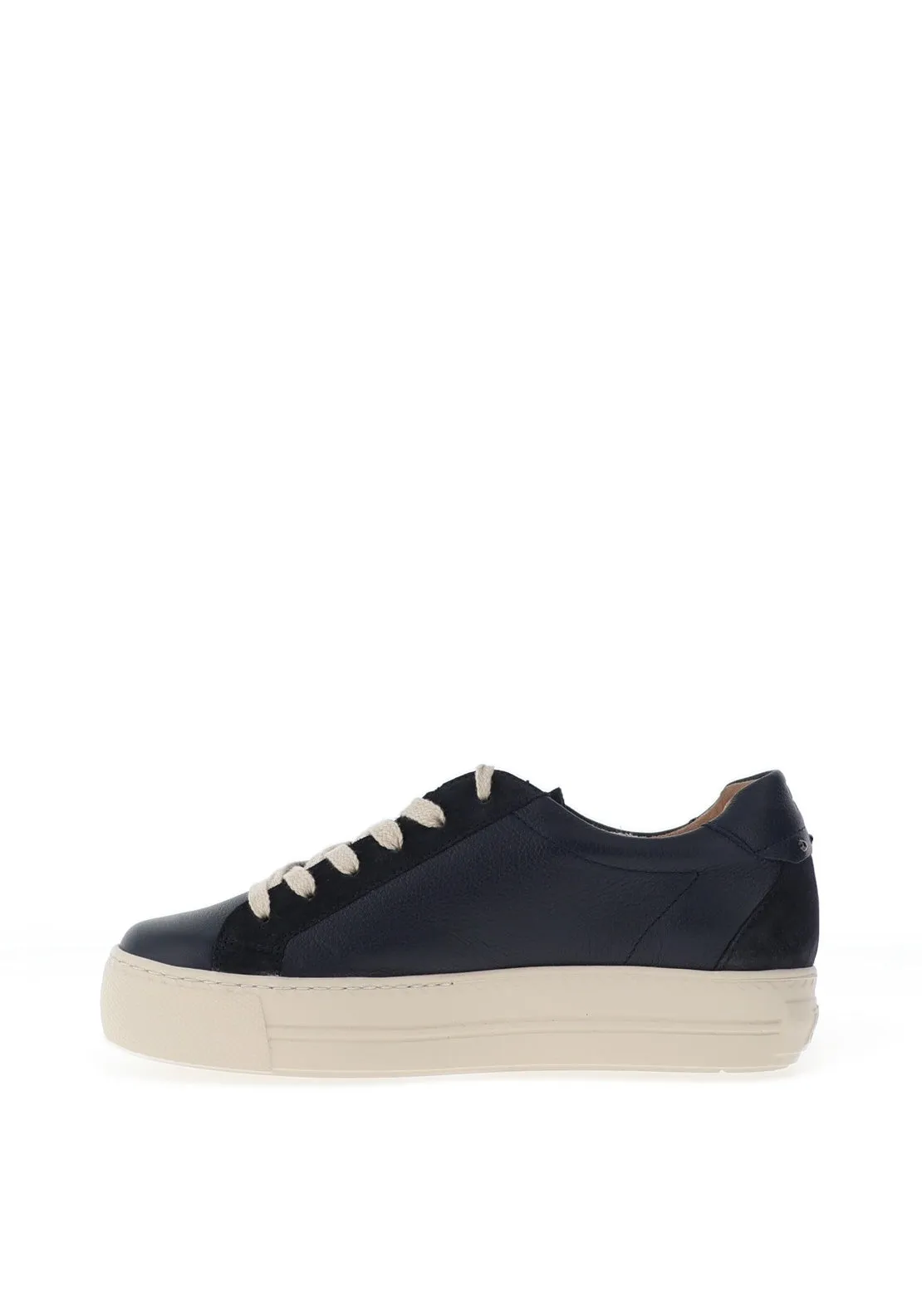 Paul Green Suede Leather Combo Laced Trainers, Space Blue & Ivory