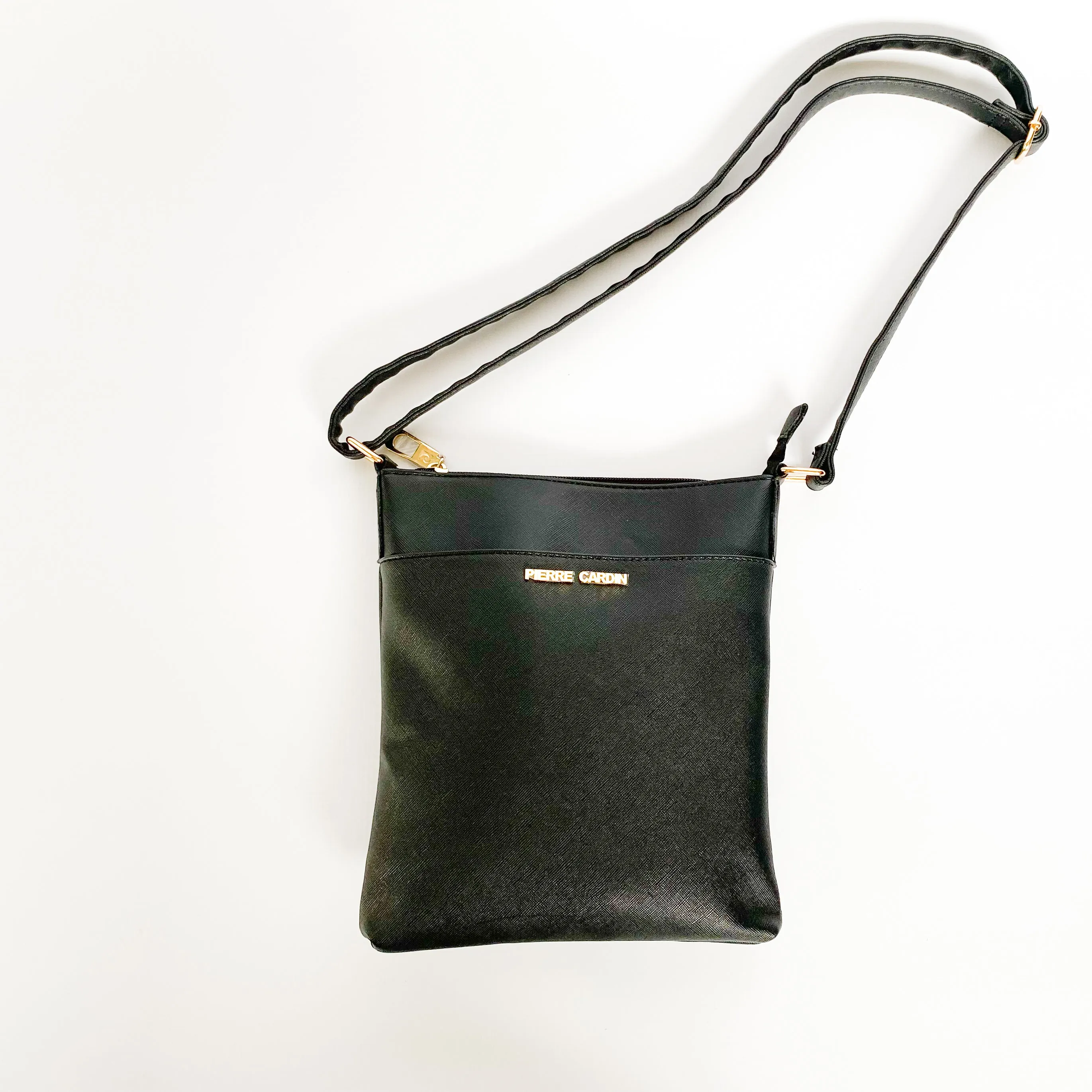 Pierre Cardin black saffiano crossbody bag